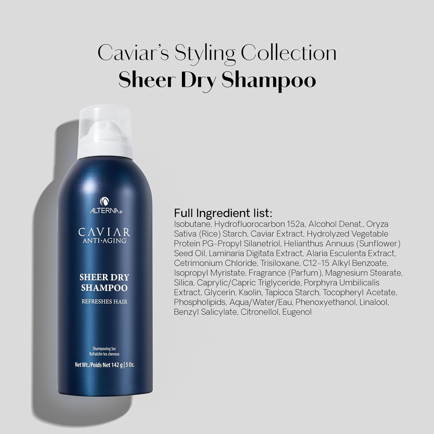 Alterna Haircare CAVIAR Anti-Aging Sheer Dry Shampoo 5 Fl Oz |Refresh Hair and Absorb Oil Between Washes | No Buildup or Residue | For All Hair Types
