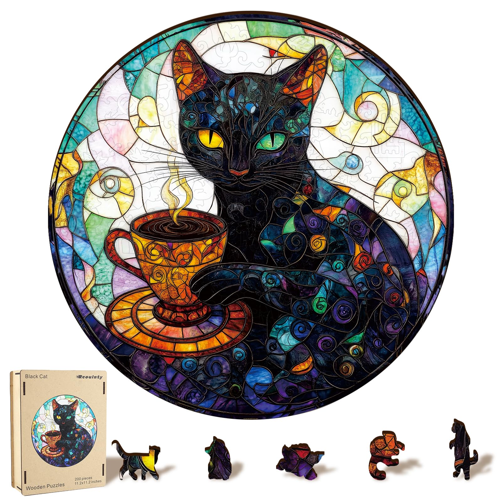 Reouinty Wooden Black Cat