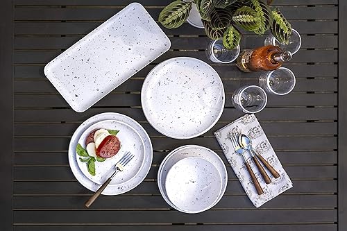 Miniatura 2 de TarHong Plato llano de terrazo, 10.5 pulgadas, melamina, juego de 6