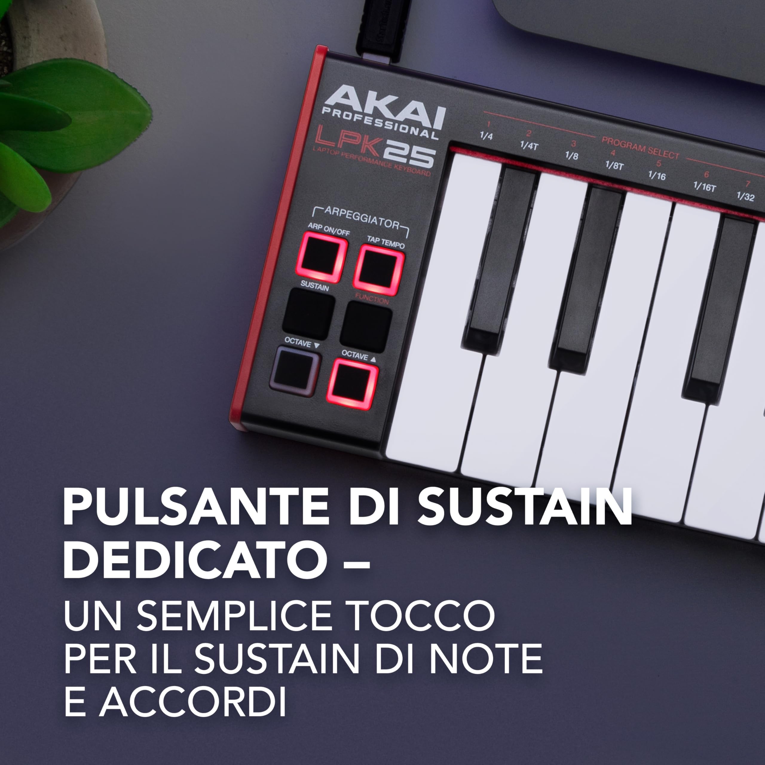 Akai Professional LPK25 - Controller Tastiera MIDI USB con 25 Tasti Synth Reattivi per Mac e PC, Arpeggiatore e Software Musicale