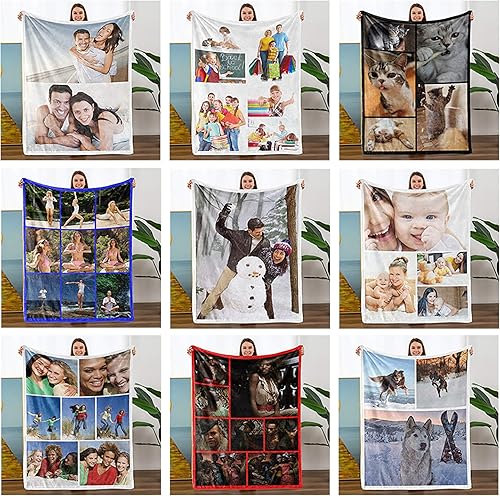 Miniatura 19 de Manta de fotos personalizada para hija, hijo, manta de cama de franela suave, regalo de cumpleaños o boda (9 fotos, 60 x 50 pulgadas) 9 fotos,1