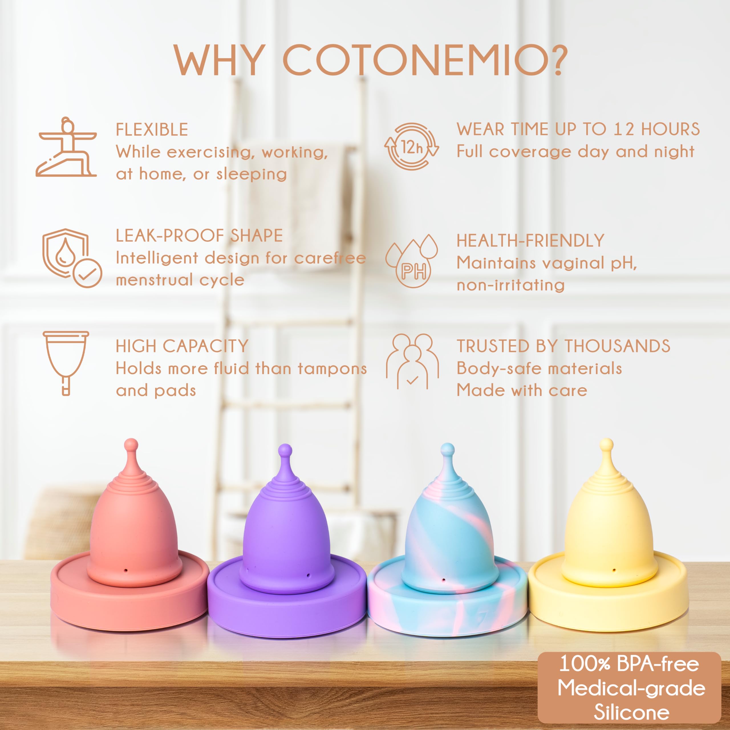 Lila – S Coppetta Mestruale in 100% Silicone Medico con Sterilizzatore e Sacchetto in Cotone | Kit Coppetta Riutilizzabile, Senza BPA, Fino a 12 Ore di Protezione
