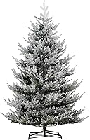 Vista 13 de HOMCOM Árbol de Navidad artificial de pino flocado de nieve sin luz de 9 pies de alto con ramas realistas, verde