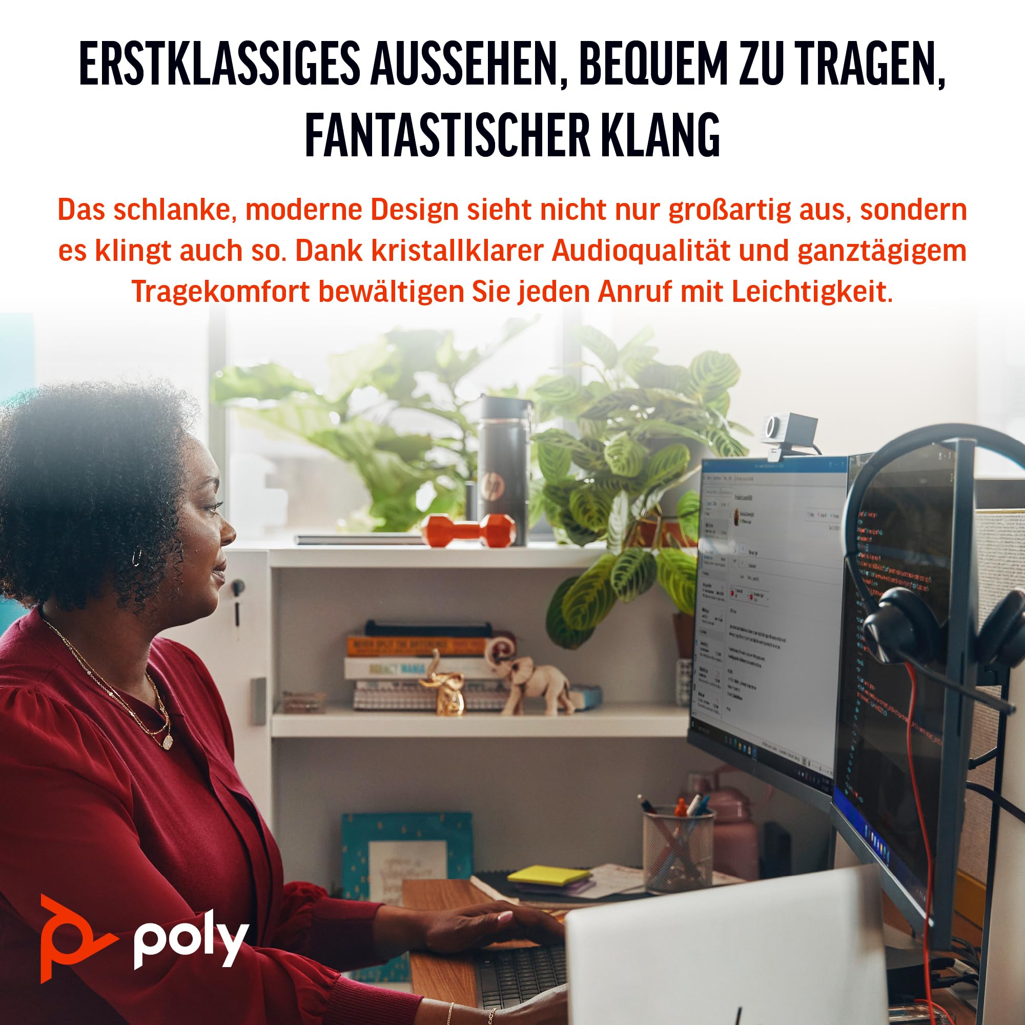 Schnurgebundenes USB-C-Headset Poly Blackwire 3320 – Flexibler Mikrofonarm – Hi-Fi-Stereo – Verbindung mit PC/Mac über USB-C oder USB-A – Zertifiziert für Microsoft Teams