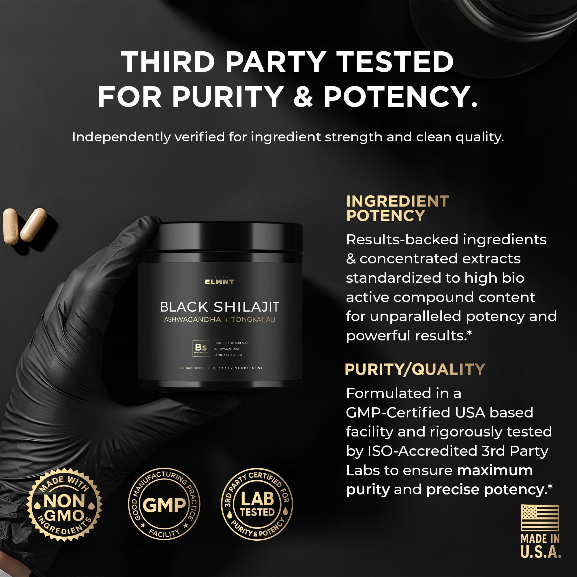 100x Strength Black Shilajit for Men w. 10% Tongkat Ali & Ashwagandha — Amazon image 6