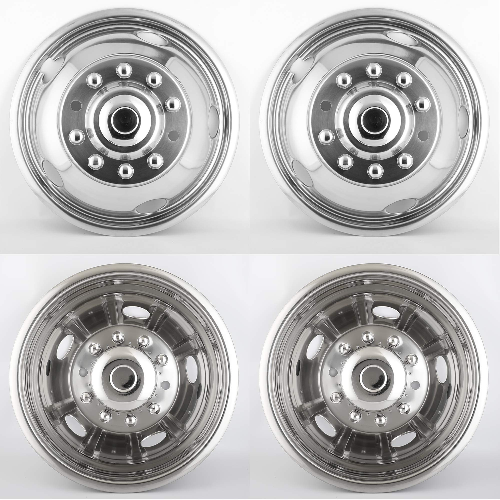 JIUXI 19.5 Inch 10-Lug Polished Stainless Steel Wheel Simulator Kit For 2005-2020 Ford F450/F550 Trucks