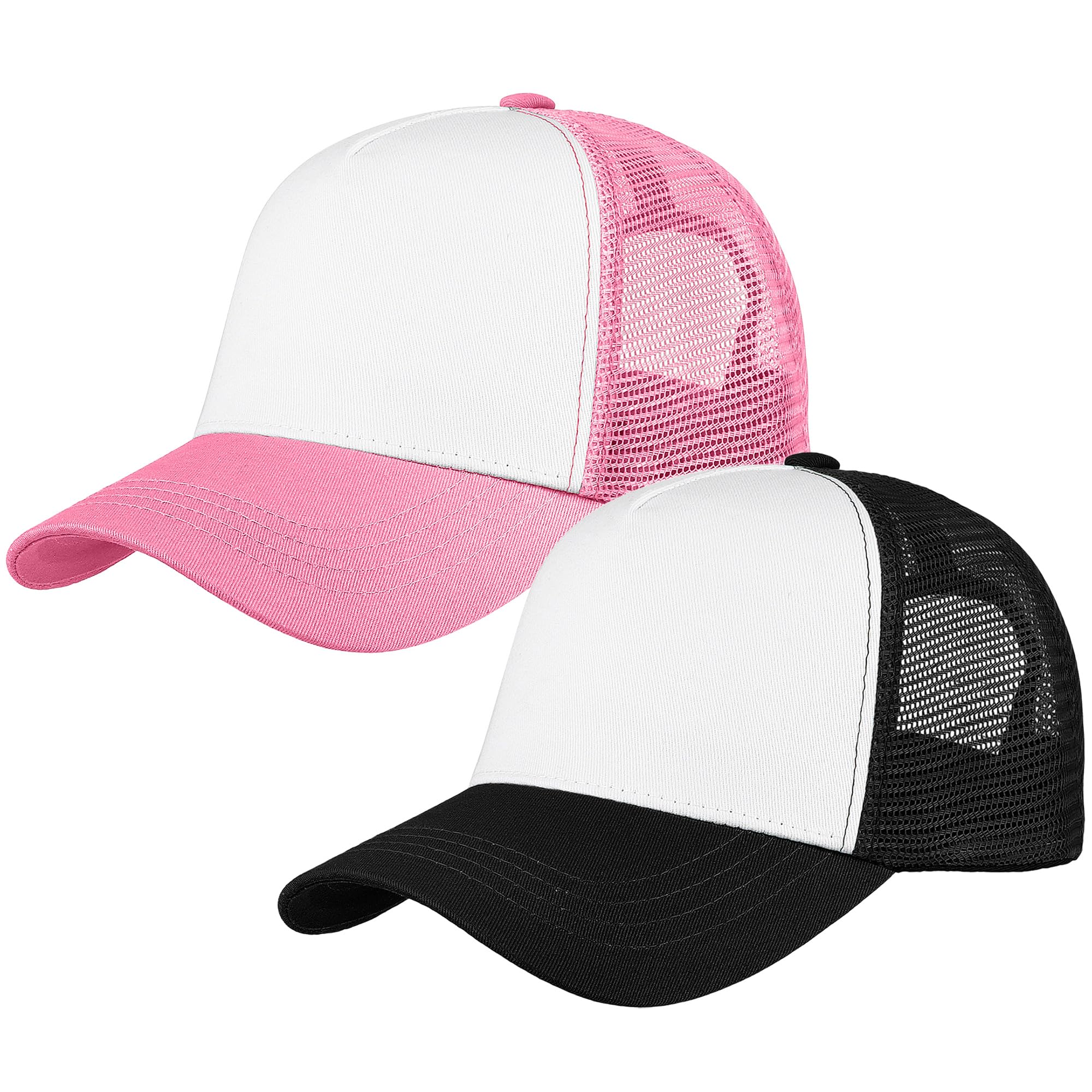Falari 5-Panel Mesh Baseball Cap, Trucker Hat, Structured Plain Design, Cotton, Adjustable Size