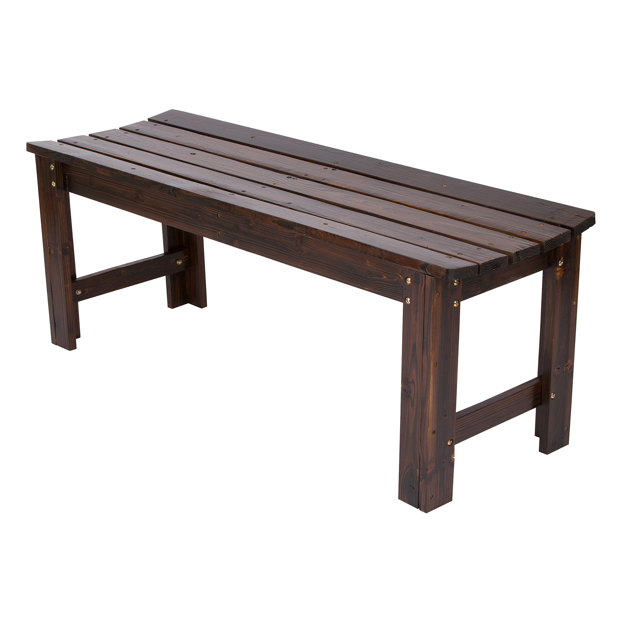 Shine Company Outdoor Wood Backless Patio Garden Bench Ft