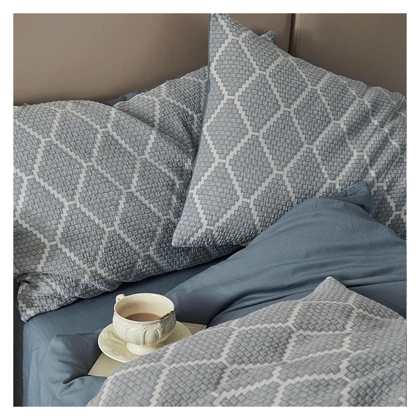 ADovz 100% cotone tinto in filo diamante jacquard coperta set copertura doppia regina re 4 pezzi morbido boho trapunta copertura lenzuolo fodere Compatible with cuscini,Lenzuola