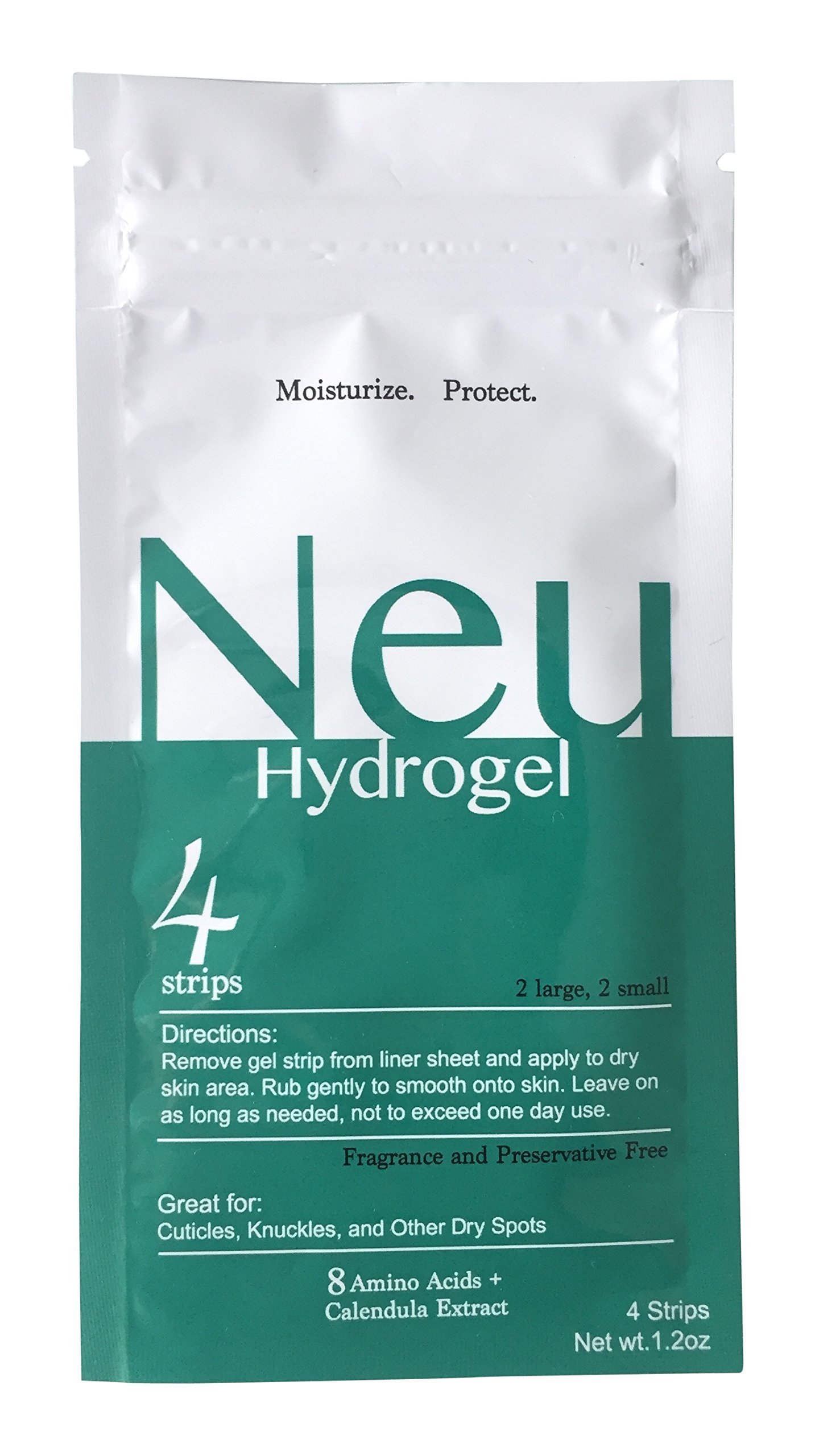 NeuPelle (TM) Skin Care Hydrogel Strips, Non-Greasy, Pain-Free for Dry Chapped Skin on Hands, 4 Piece