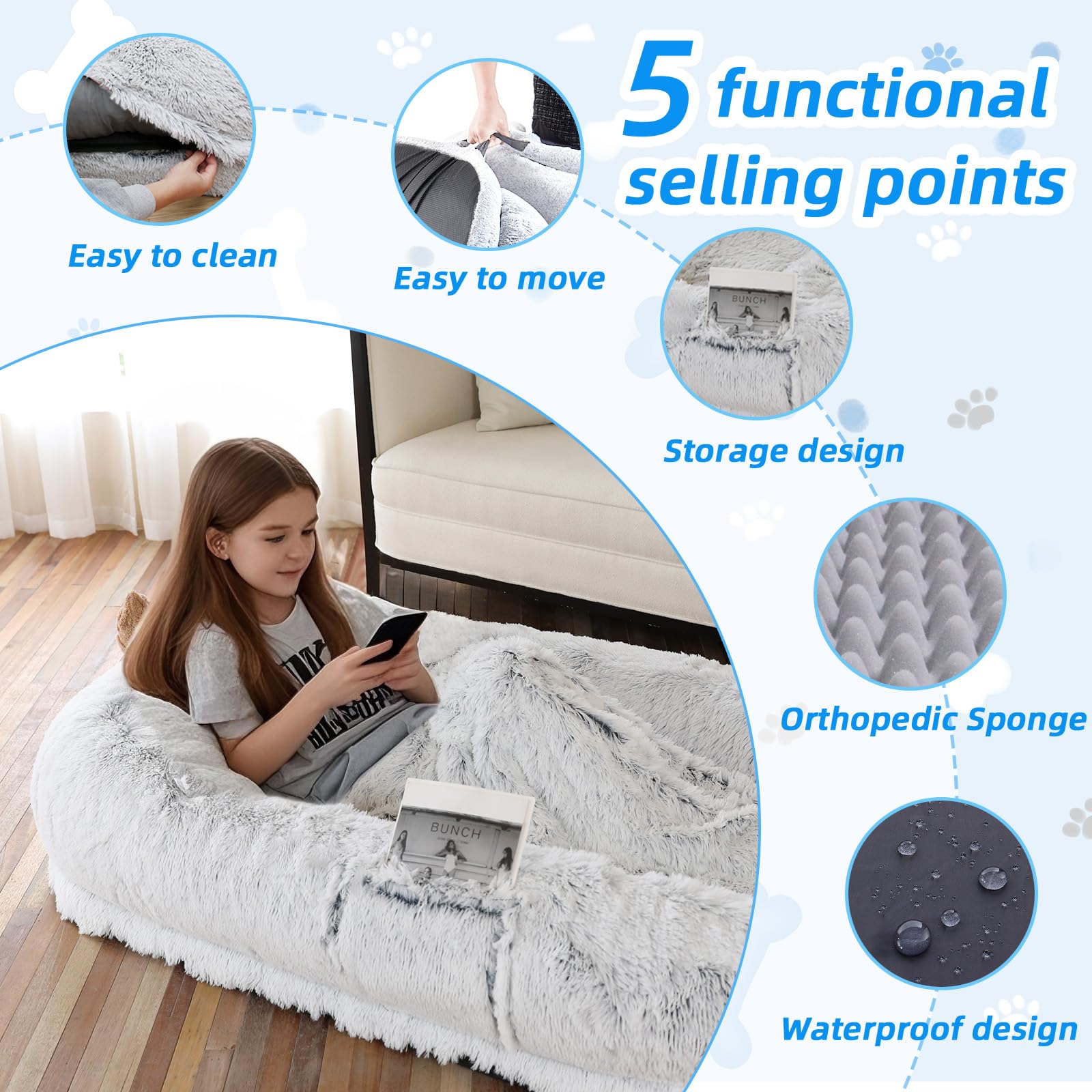 Human Dog Bed for Adults & Pets, 63