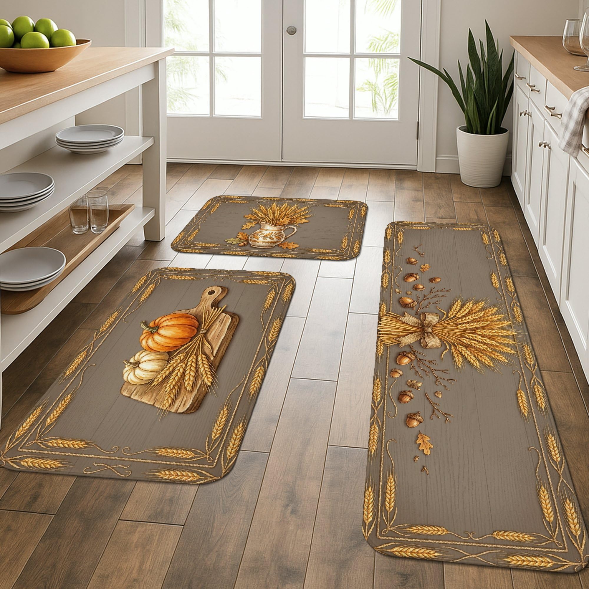 Tapis de cuisine en citrouilles contre le sol froid de la buanderie