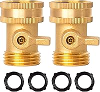 LIULOTOOL Heavy Duty Solid Brass Garden Hose Shut-Off Valve 3/4 Inch, 2 Pack with 4 Extra Washers - Leak-Proof & Rust-Resistant