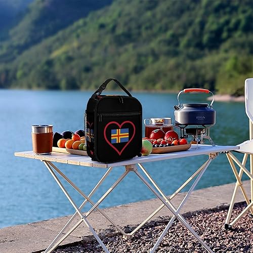 Miniatura 8 de I Love Aland Island Red Heart Insulated Lunch Bag for Women Men Reusable Lunch Box Tote Bag for Work Travel