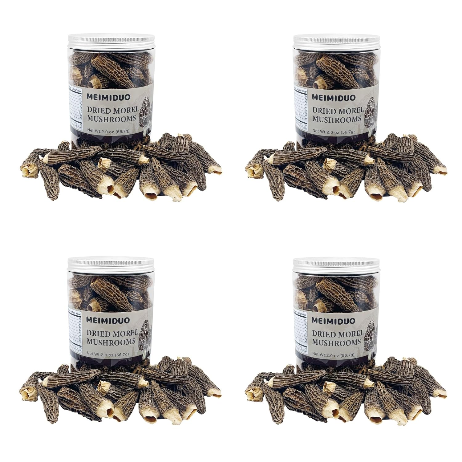 MEIMIDUO 8.0 Oz Delicious Grade AAA Dried Morel Mushrooms for Cooking, Ketone Friendly, Gluten-Free, Fat-Free, Sugar-Free, No additives, Healthy, Nutritious & Umami Morel Mushrooms(Pack of 4)