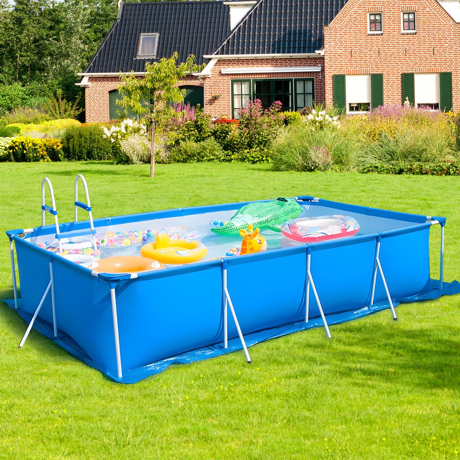 2.4m x 3.4m Retangular Pool Ground Cloth, Foldable Swimming pool ground Mat Sheet Waterproof Outdoor Floor Protector for Above Ground Pools Hot Tub Spa — view 2