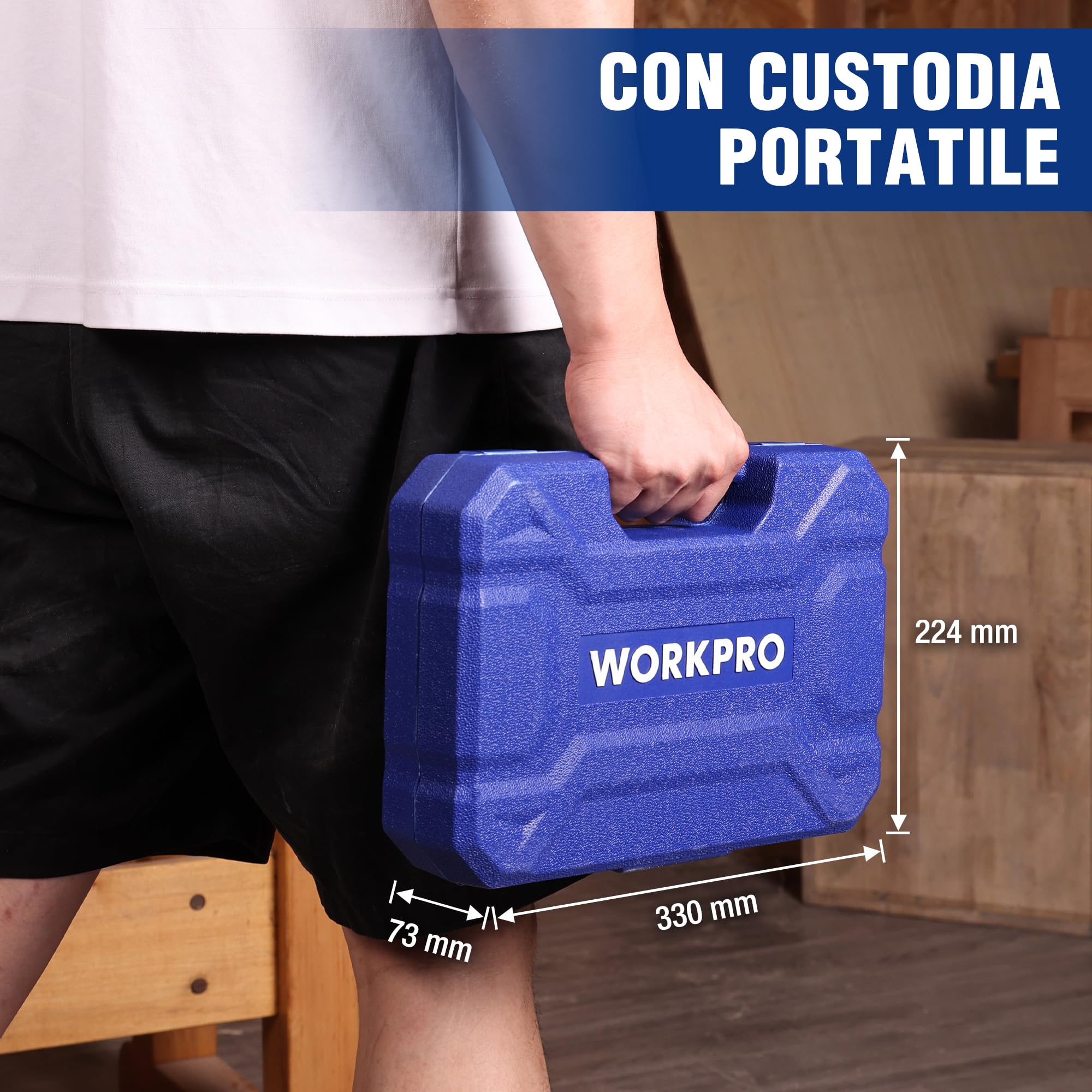 WORKPRO Set Scalpelli per Legno Professionale da 10 Pezzi, con Custodia, 6 Scalpelli (6/13/19/25/32/38 mm) in Acciaio Cr-V, Pietra per Affilare, 2 Matite, Sgorbie per Lavori in Legno