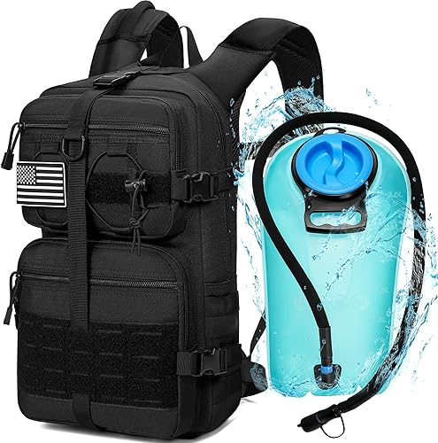 Mochila de hidratación táctica 1050D con vejiga de agua de TPU de 3 litros, mochila de agua militar Molle perfecta para hombres y mujeres, paquete