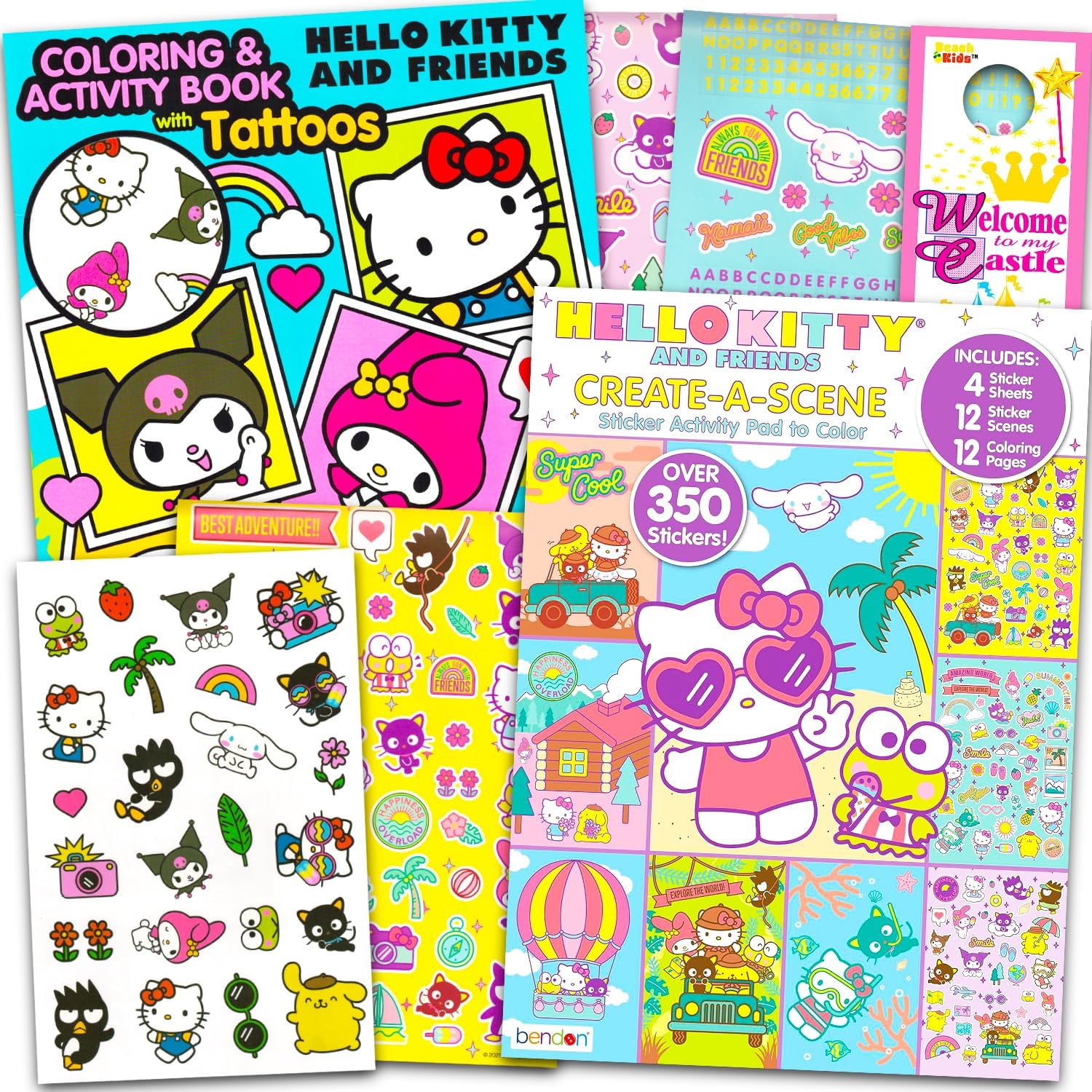 SANRIO Hello Kitty Coloring Book and Stickers Bundle - Kids Activity Set