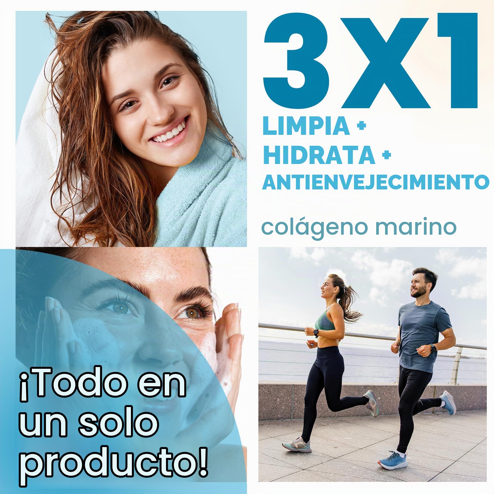 Gel de Ducha Perlado Extra Delicado con Colágeno, Triple Accion: Limpiador Facial, Corporal y del Cabello. Efecto Reafirmante y Anti Edad. Cuidado Piel Atopica, Sensible y Seca - 5000 ml