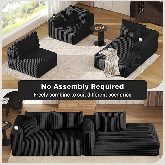 DURASPACE 275cm L-Shaped Sofa Boneless Modular Sectional Cloud Couch