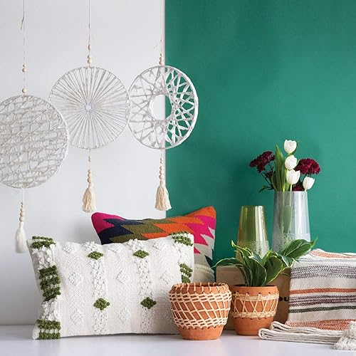 Miniatura 3 de Foreside Home & Garden - Manta de algodón tejida multicolor de 50 x 60 pulgadas con borlas atadas a mano, naranja, blanco