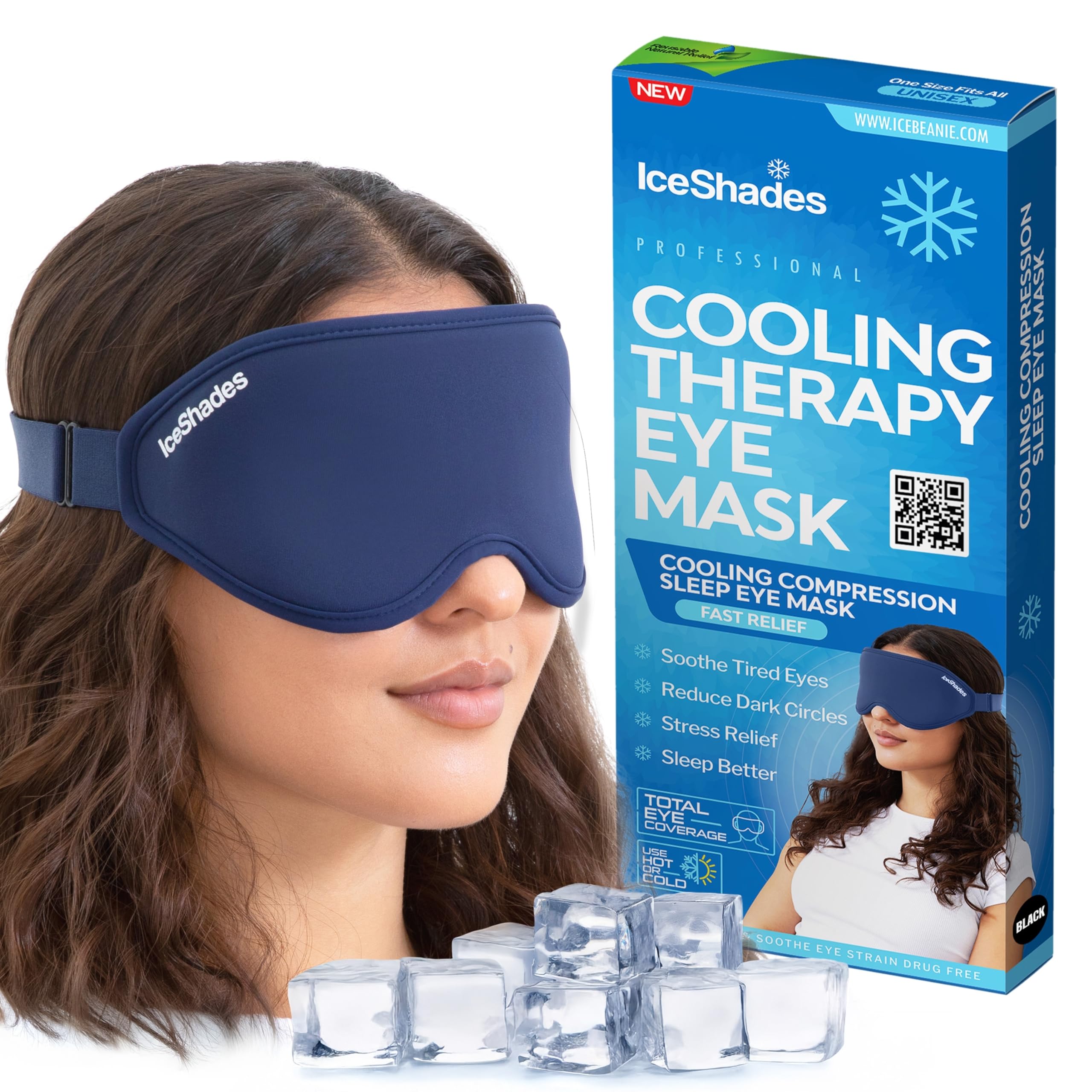 IceShades Cooling Gel Eye Mask for Migraine and Hangover Relief Blue