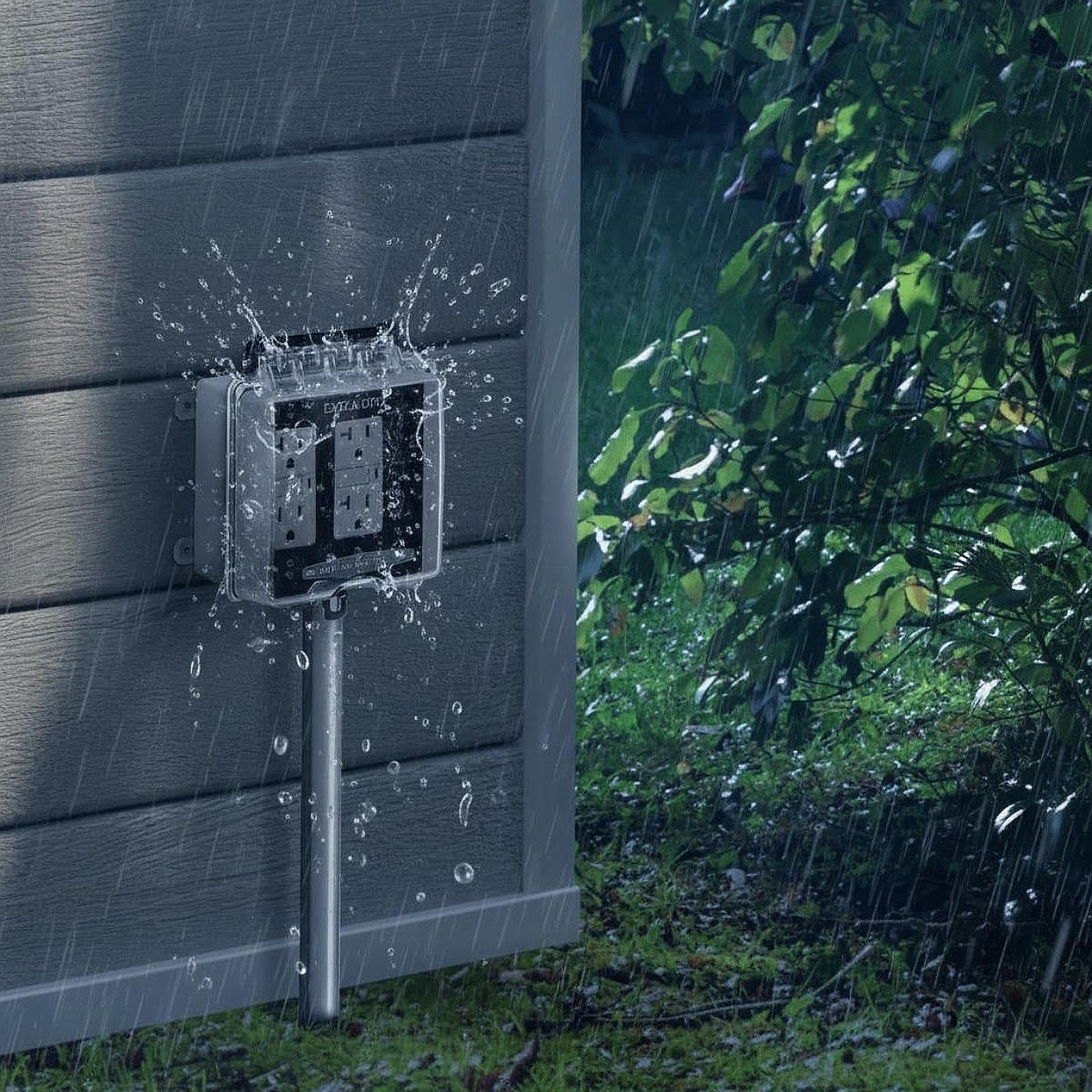 Baoblaze Copertura per presa elettrica esterna, protezione da pioggia e polvere, facile installazione, con chiusura a chiave, trasparente, verticale, 2 Gruppi