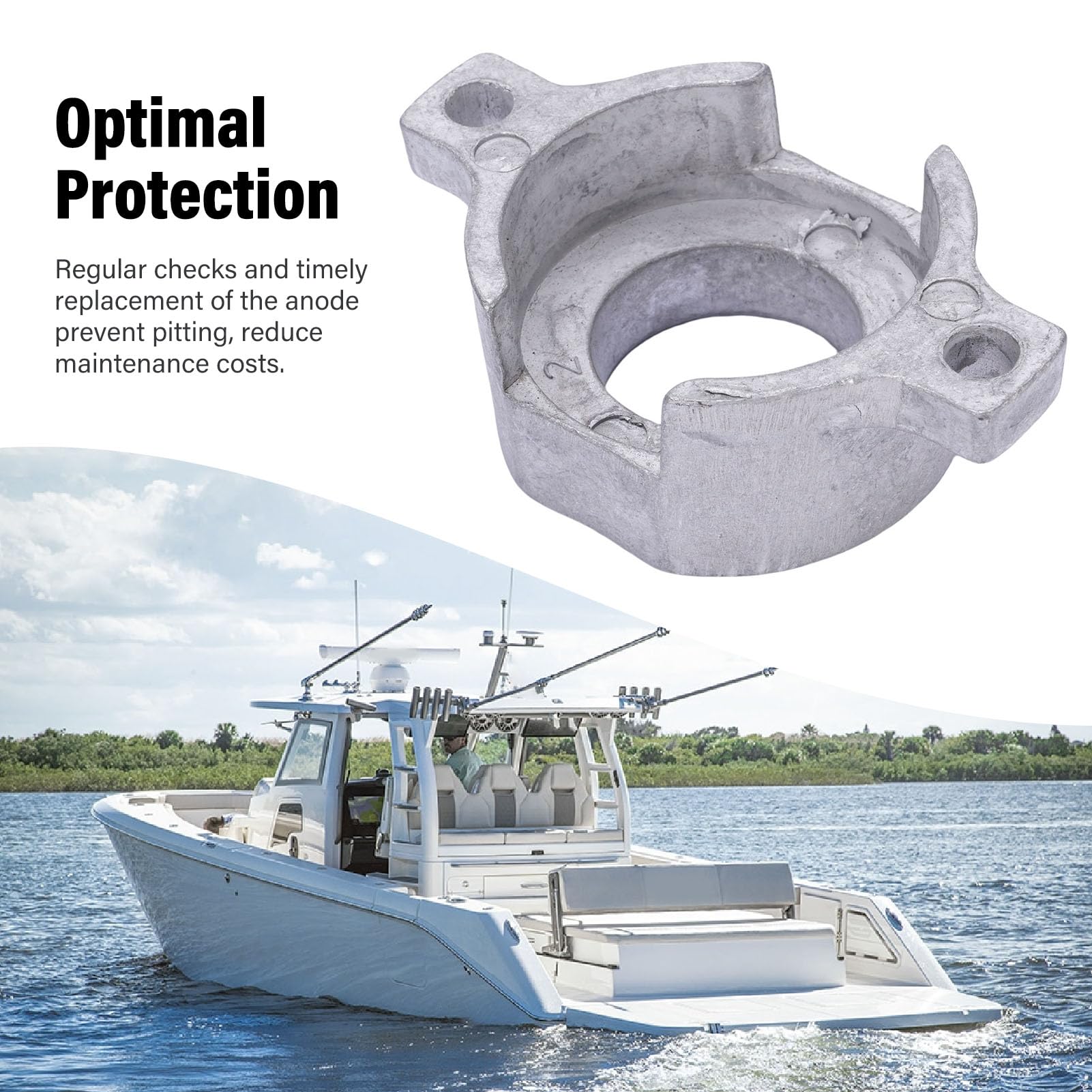 aqxreight Anode Lower Unit Bearing Housing 0398873 - High Strength Aluminum Replacement for 40, 48, and 50 2 Stroke Outboard Motors (1989-2005) with Enhanced Protection