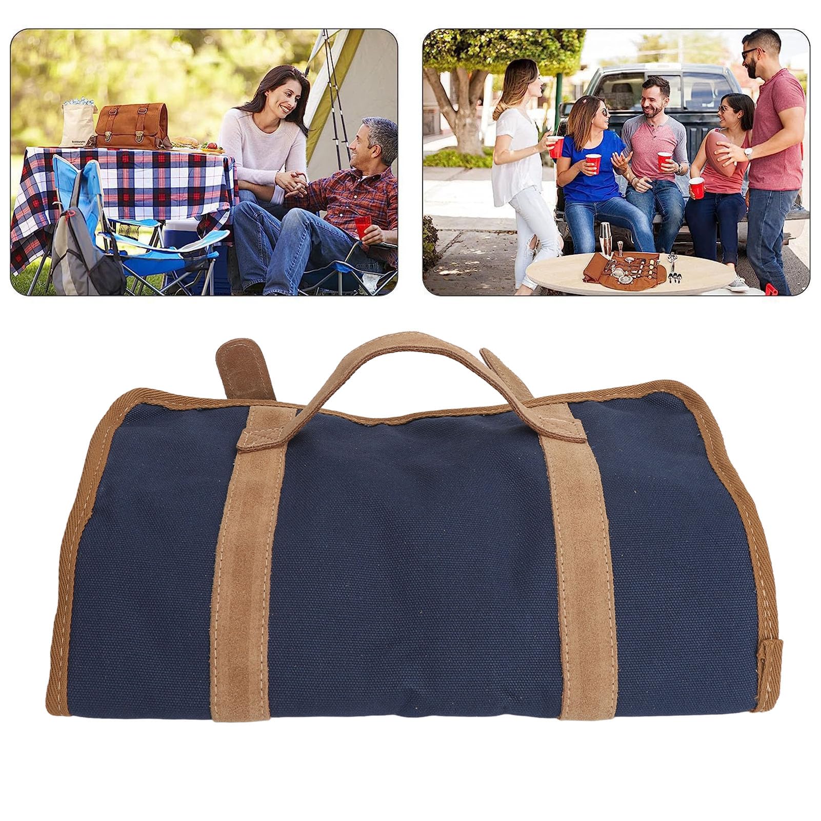 Ejoyous Borsa per Attrezzi da Barista, Borsa per Kit da Cocktail Portatile in Tela, Grande capacità con Scomparti per Baristi, attività all'aperto o Feste (BLUE)
