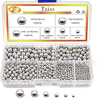 TAISS 620PCS 304 Stainless Steel Precision Balls Assortment Kit - 6 Sizes 1/4" to 3/32" for Bike Bearings, Casters, Locks