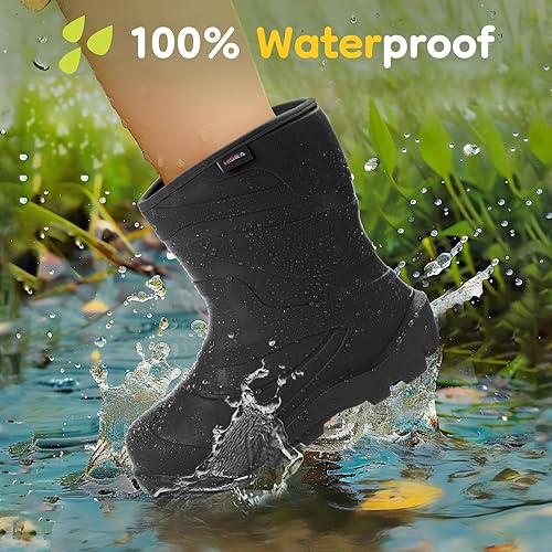 Miniatura 5 de HISEA Botas de lluvia para niños y niñas, impermeables, sin costuras, ligeras, de goma, botas de lluvia para niños, para el agua, la playa, jugar al