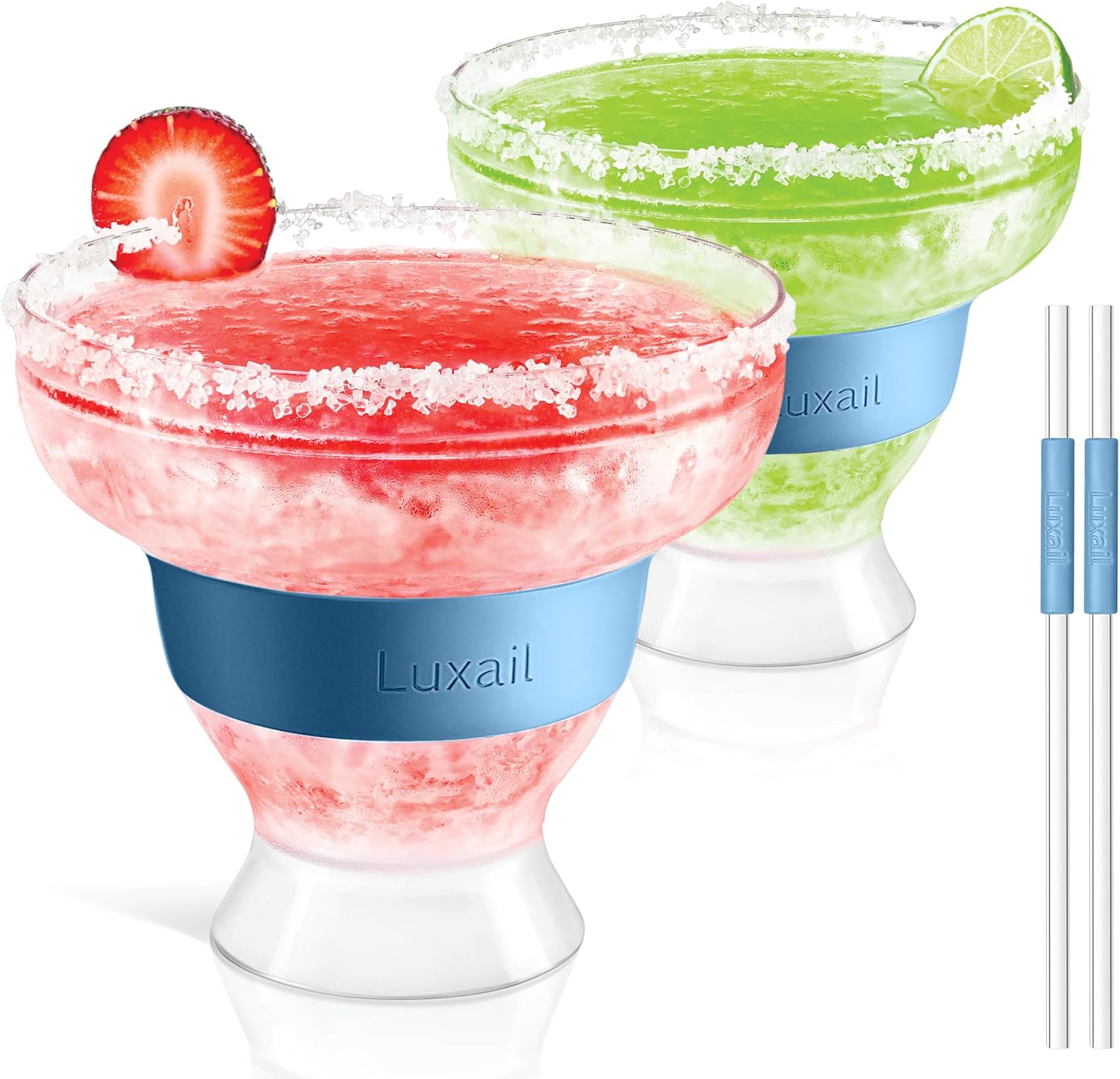 Margarita Glasses, Plastic Margarita glasses Set of 4, Double Wall Insulated, Stemless Freeze Cooling Cups With Gel, Chiller Set of 4 Multicolor, 12 Oz Capacity, Margarita gifts