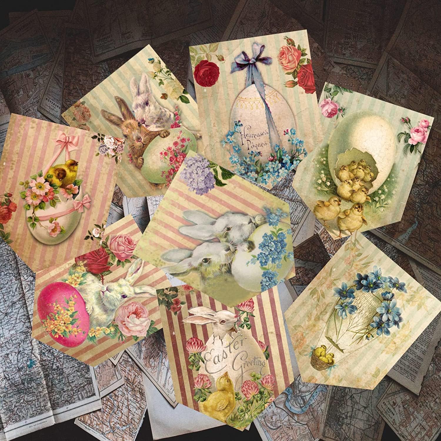 Vintage Easter Decorations Easter Banner, Easter Decor Easter Garland with Bunny and Egg Pattern, Easter Decorations for the Home Fireplace Indoor Outdoor Easter Party