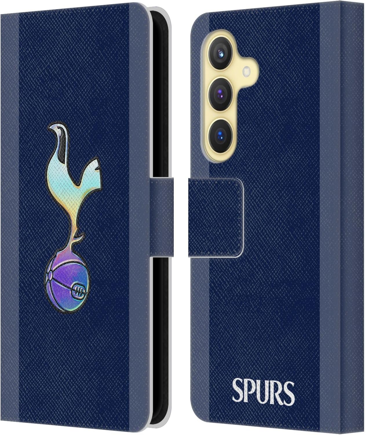 Head Case Designs Officially Licensed Tottenham Hotspur F.C. Dark Blue and Purple 2023/24 Badge Leather Wallet Case Compatible with Samsung Galaxy S24 5G