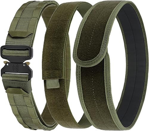 ELFTREE Cinturón táctico MOLLE de 2 pulgadas, cinturón resistente con cinturón interior y almohadilla antideslizante interior 2 en 1, cinturón de