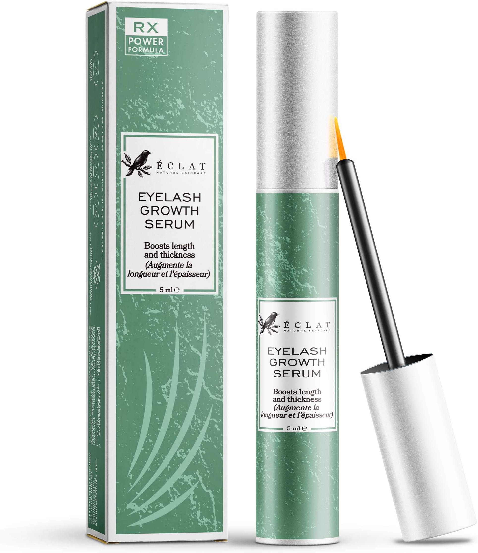 Eclat Eyelash Growth Serum - Eye Lash Growth Serum with Power Peptides and Natural Grape Extract Vitamin E Booster for Longer Lashes Faster in a Contact Lens Friendly Eyelash Growth Serum