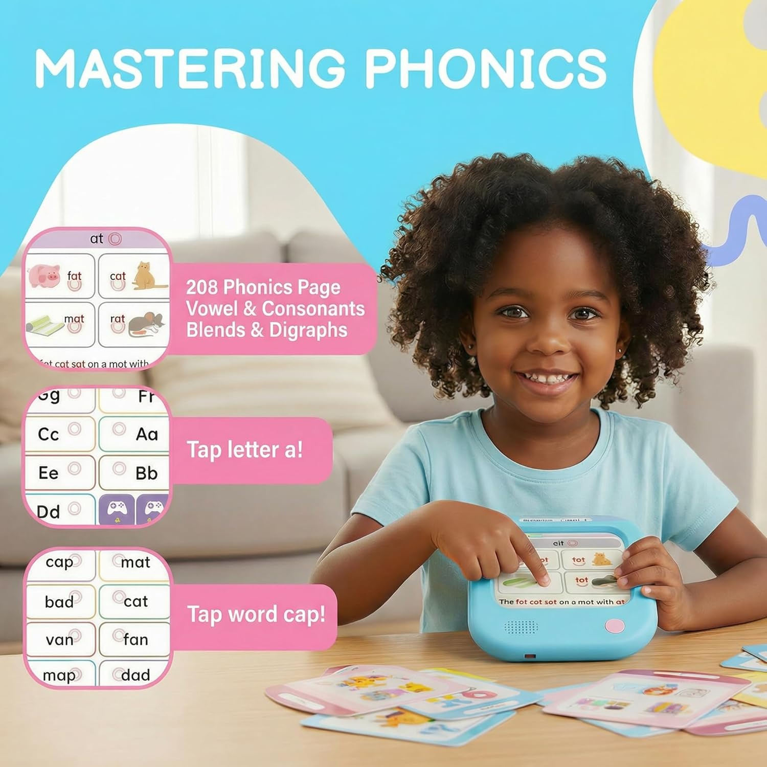 QuTZ Talking Flash Cards, Phonics Flash Cards, Learn to Read with 246 Pages, 29+ Themes, 1200+ Words & Fun Facts, 700+ Interactive Games, Toddler Learning Toys for 2-6 Year Old, 272 Pages