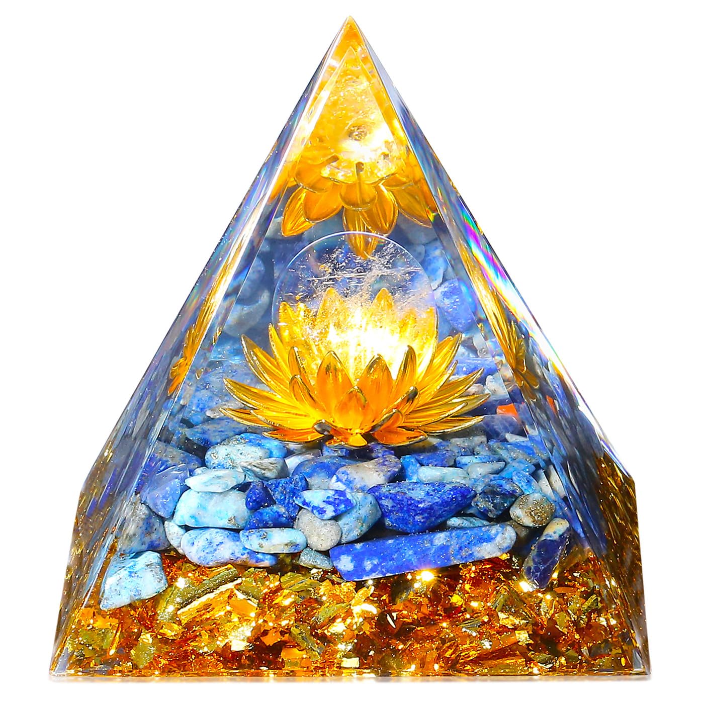 ZHIYUXI 2.4" Healing Crystals Clear Quartz Blue Sodalite Crystals and Healing Stones Gifts for Women Men White Orgone Pyramid for Attracts Lucky Home Decor Gemstones Energy Balance