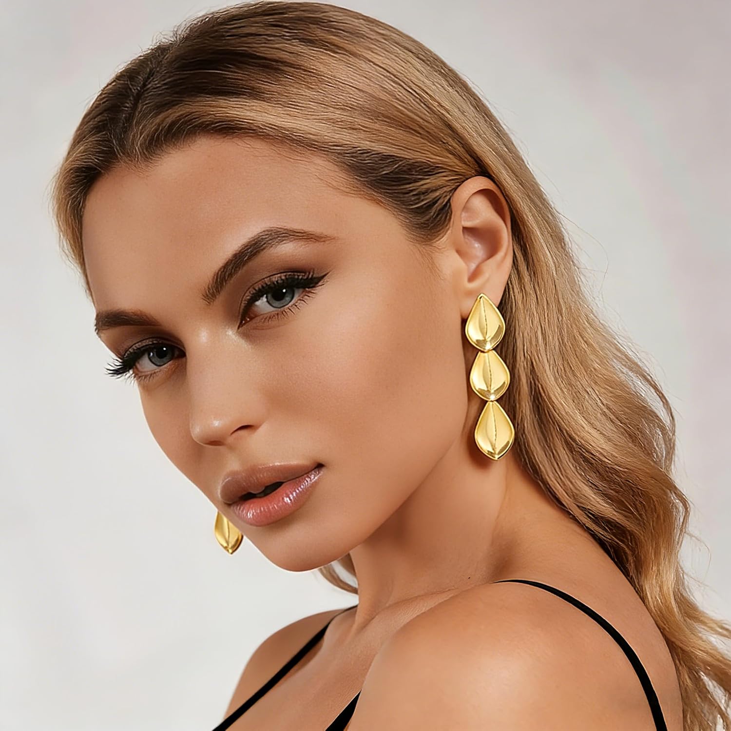 Gold Teardrop Dangle Earrings for Women 14k Gold Plated Large Teardrop Drop Earrings Polished Statement Jewelry Gift - Image 5