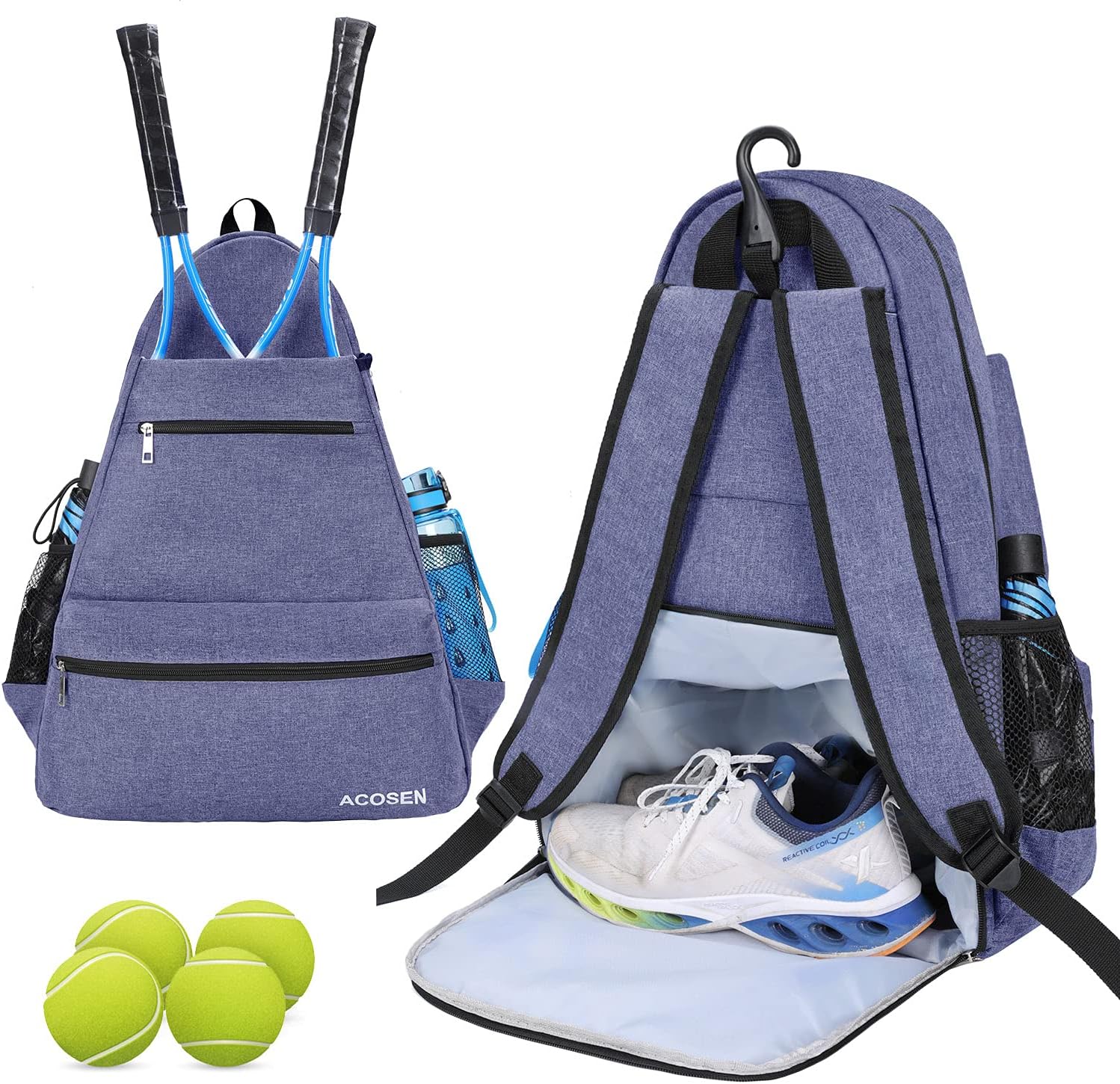 ACOSEN Tennis Bag Tennis Backpack - Large Tennis Bags for Women and Men to Hold Tennis Racket,Pickleball Paddles, Badminton Racquet, Squash Racquet,Balls and Other Accessories