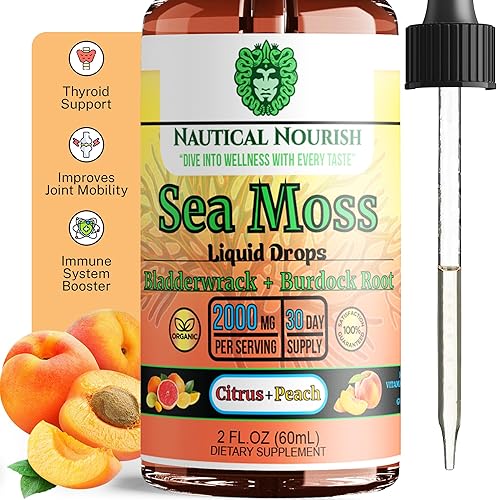 Nautical Nourish - Extracto de gotas líquidas de musgo marino irlandés orgánico con vejiga, raíz de bardana y vitamina C para soporte digestivo,