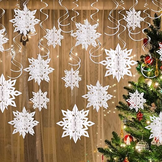 北欧風デザインのクリスマスガーランド雪の結晶クリスマス飾りインテリアアクセサリーパーティー飾り装飾オーナメントパーティー 誕生日 忘年会 70 Off