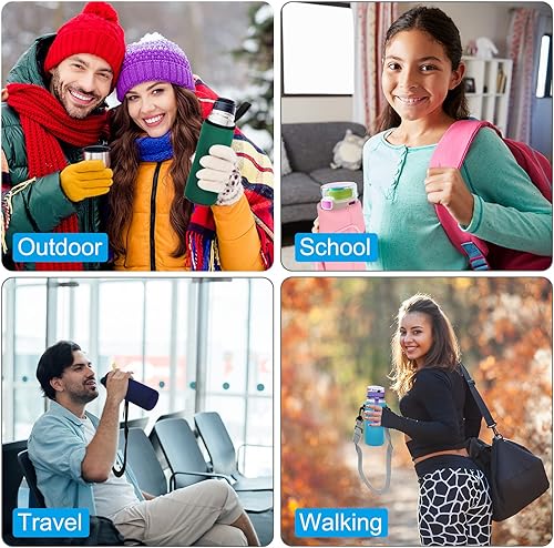 Miniatura 6 de PATIKIL Funda para botella de agua de 2.559 in x 7.087 in, paquete de 4 bolsas de neopreno aisladas para botellas con correa para los dedos, color