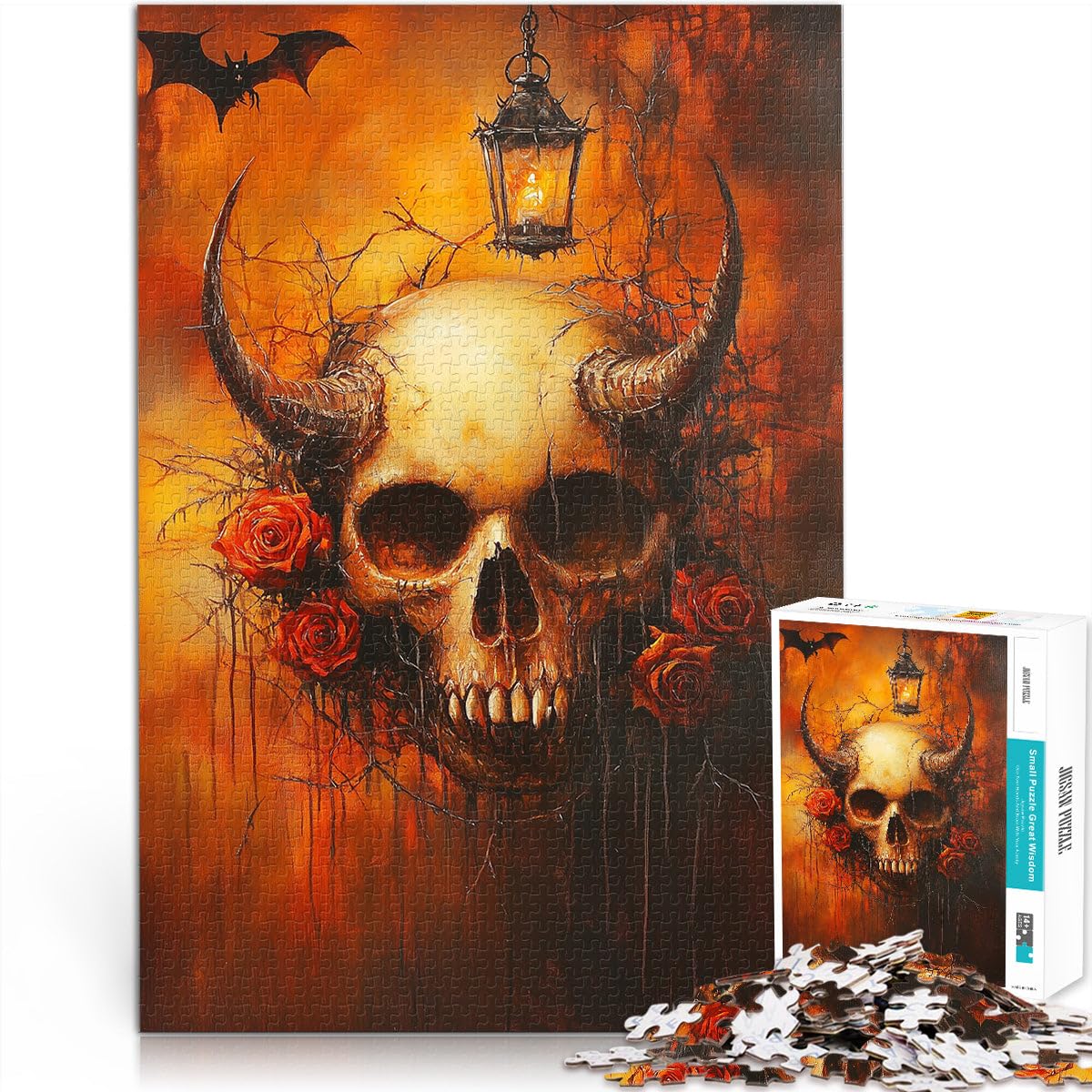 jigsaw puzzles for adults 1000 Evil Skeleton Made of cardboard，for age 14+ Stress Relief Christmas game Presents for Women。size：26x38cm/10.24x14.96inch