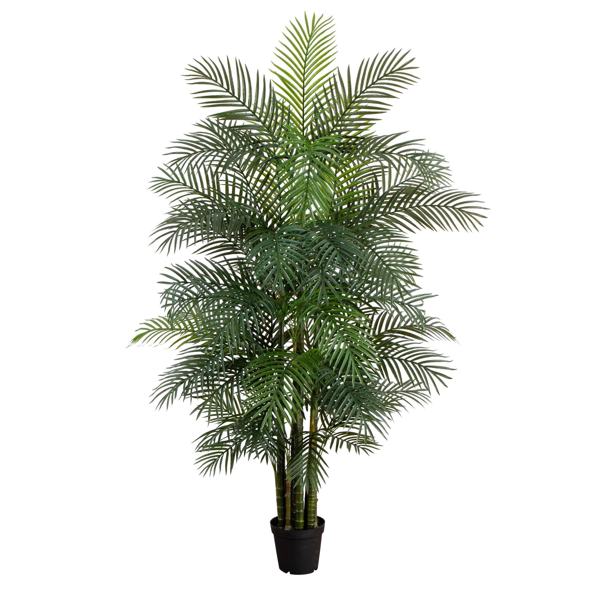 Photo 1 of Nearly Natural 8 ft UV-Resistant Artificial Areca Palm Tree with Pot