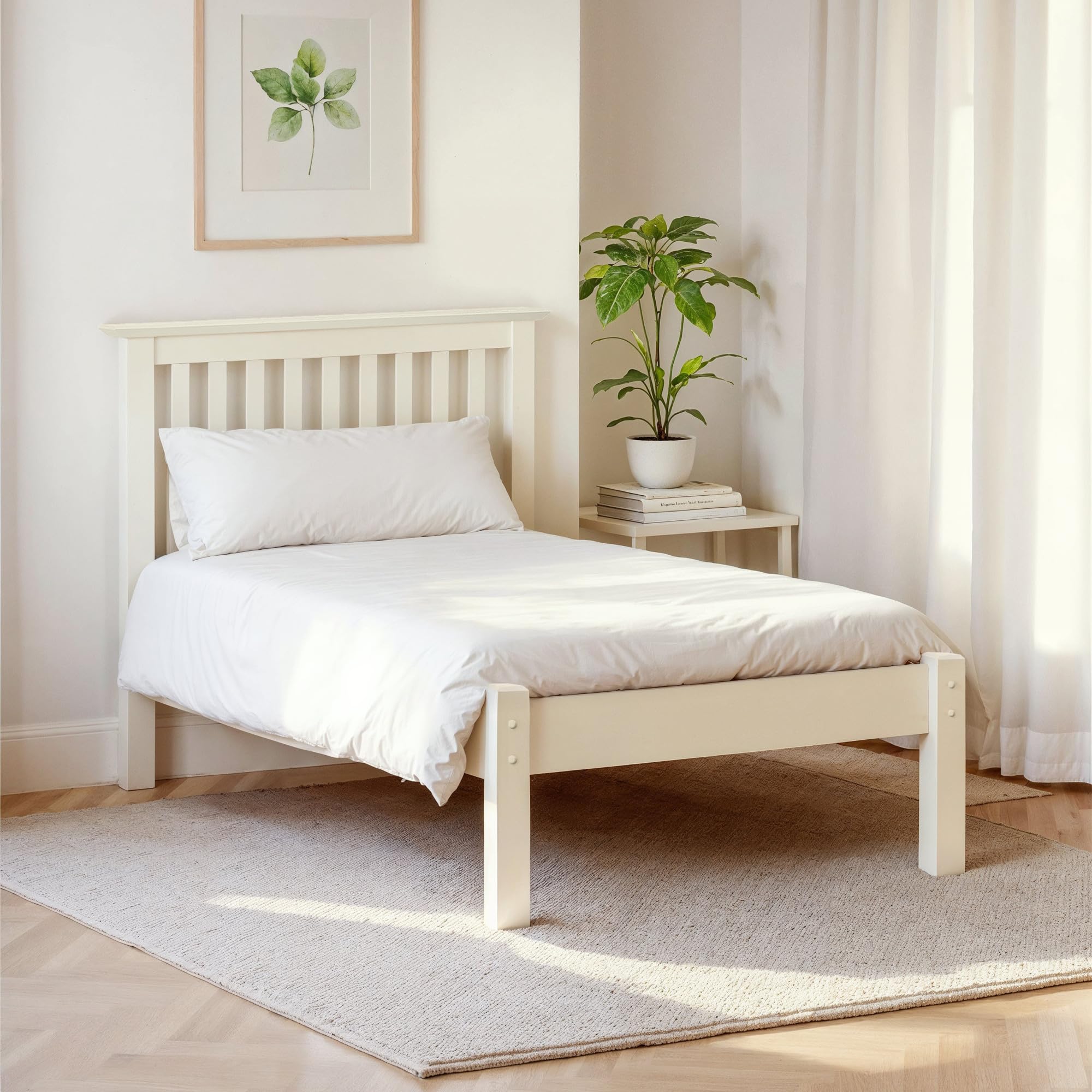 Julian Bowen Barcelona Ivory Wooden Bed Frame Low Footend - 3ft Single