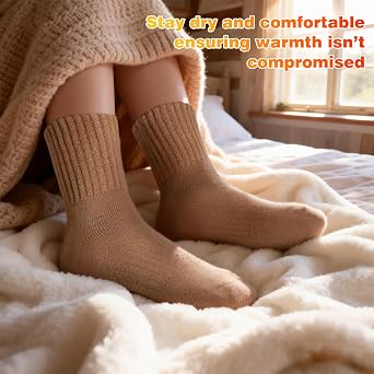 BUDERMMY Wool Boot Socks for Women Thick Warm Full Cushioned for Winter 3 Pairs