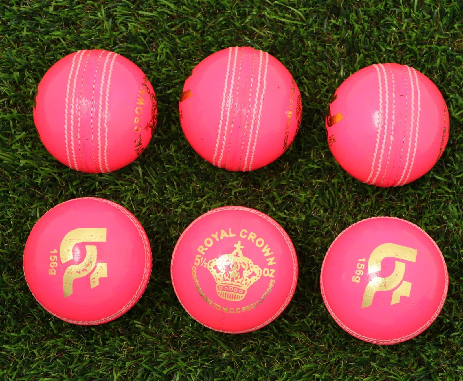 6 Cricket-Bälle Rot/weiß Gepunktet, 156 G, Echtes Leder - Für Training & Spiele