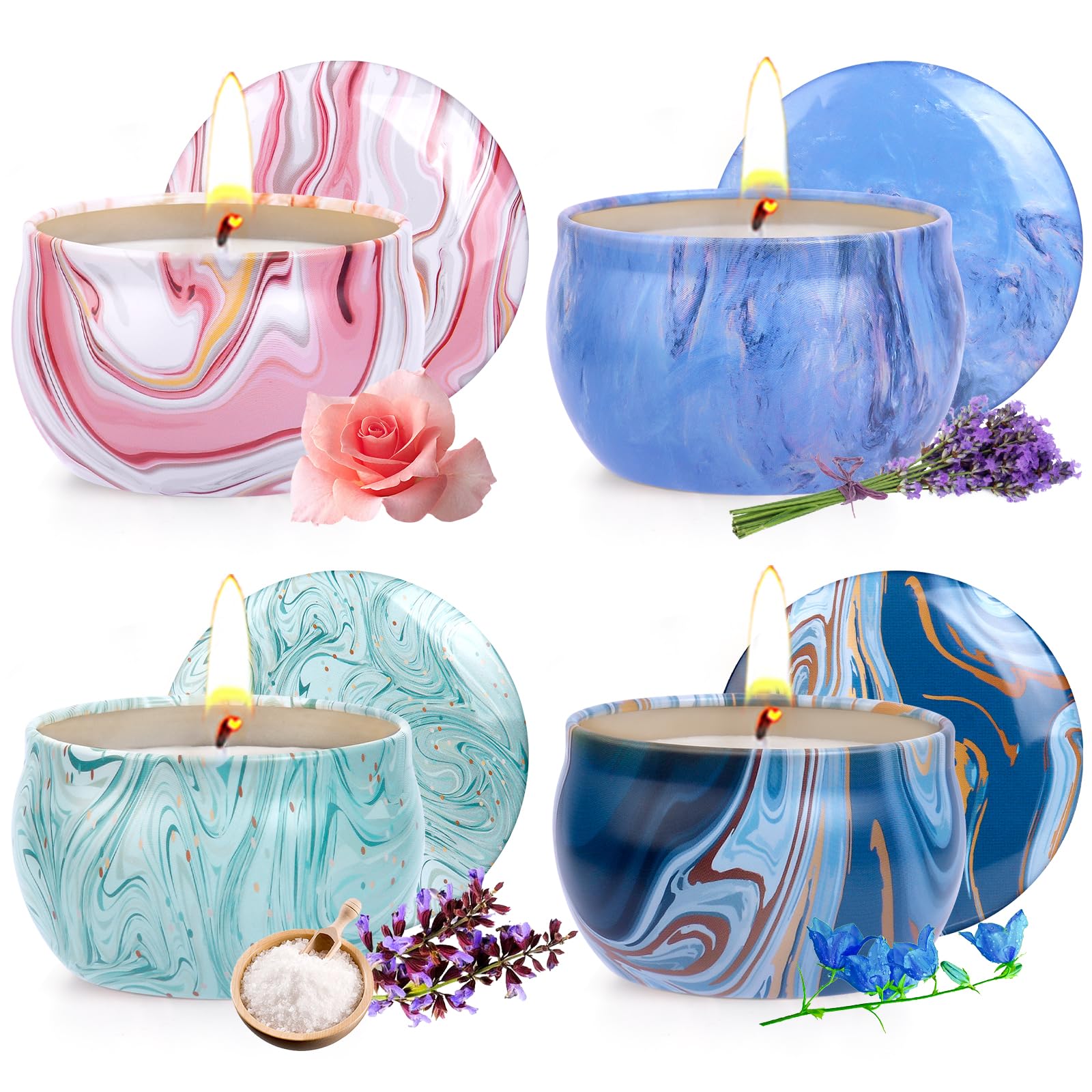 Regalos de Vela de Fragancia 4 Velas de Aromaterapia, Regalos Perfectos para Mujeres, Cumpleaños, ideales para mujeres para la Relajación, Reducción del Estrés, Baño y Yoga, 2.5 oz